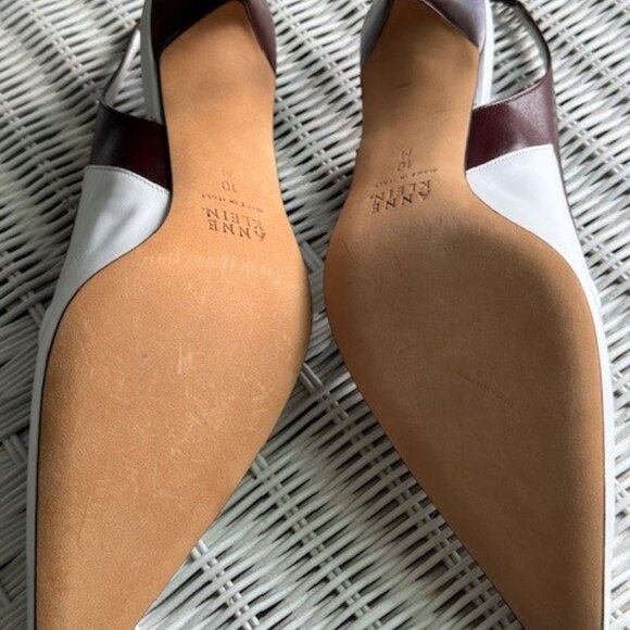 Anne Klein New York White & Brown Spectator Sling Back Sandals - Picture 5 of 5